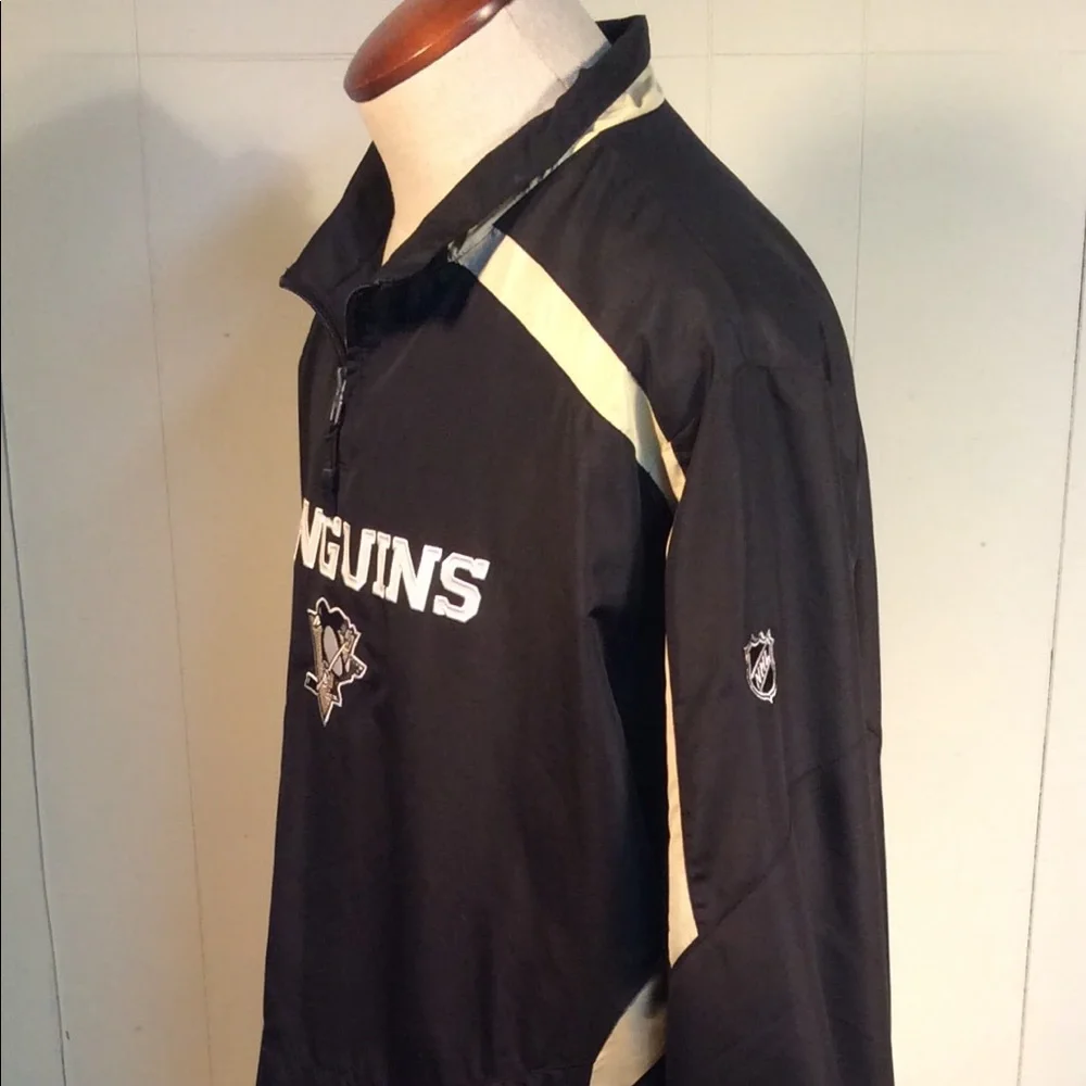 Pittsburgh Penguins 1/4 zip pullover Windbreaker mens size XL Reebok Center Ice - Picture 4 of 12